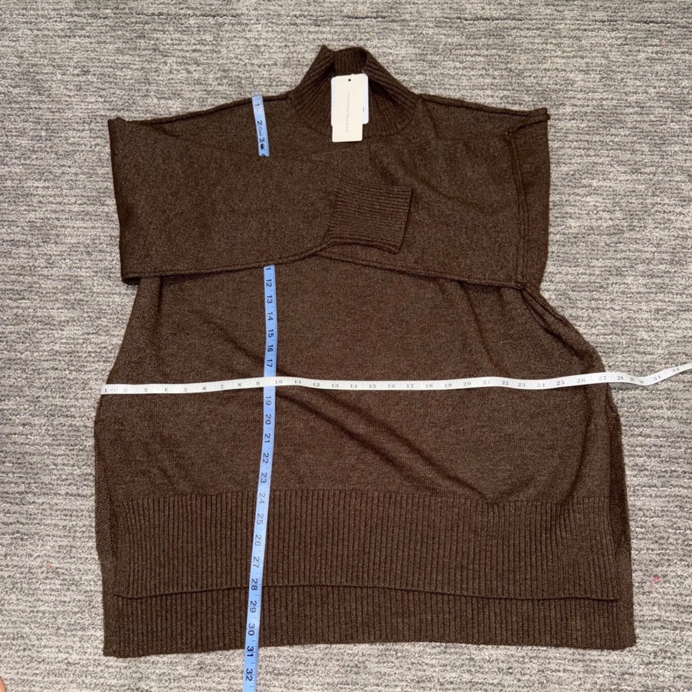 cOMMENSE Oversized Knit Two Piece Set Turtleneck Wide Leg Pants Brown Loungewear - Picture 9 of 12